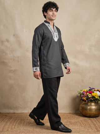 Mirror Work Designer Short Kurta With Korean Pants