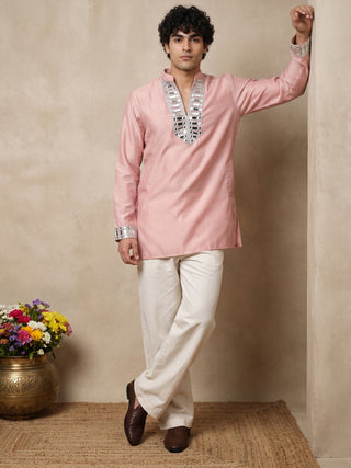 Mirror Work Designer Short Kurta With Korean Pants