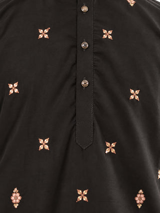 Cotton Blend Floral Embroidered Short Kurta