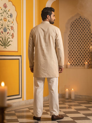Embroidered Cotton Blend Short Kurta