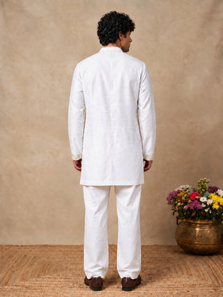 Cotton Blend Sequin Embellished Short Kurta