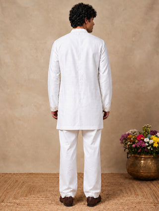 Cotton Blend Sequin Embellished Short Kurta & Korean Pants
