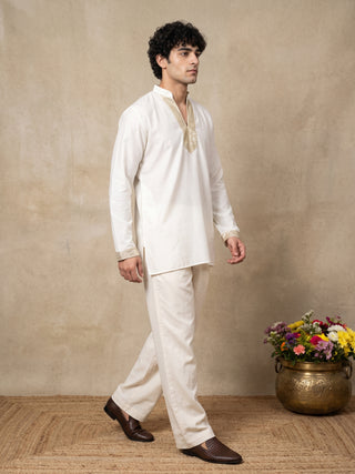 Cotton Blend Sequin Embellished Short Kurta