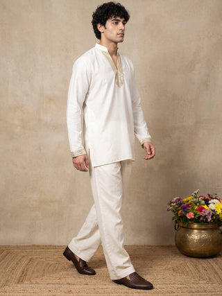 Cotton Blend Sequin Embellished Short Kurta & Korean Pants