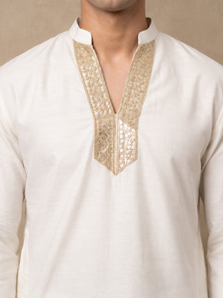 Cotton Blend Sequin Embellished Short Kurta