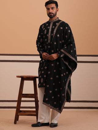 Silk Blend Embroidered Kurta Pyjama Set