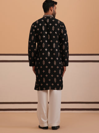 Silk Blend Embroidered Kurta Pyjama Set