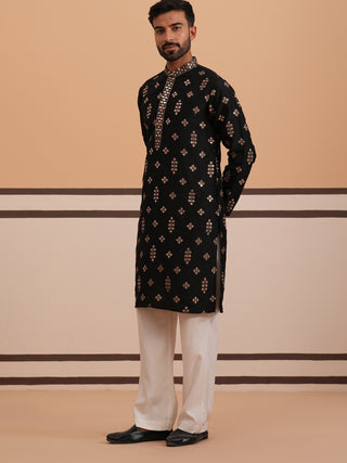 Silk Blend Embroidered Kurta Pyjama Set
