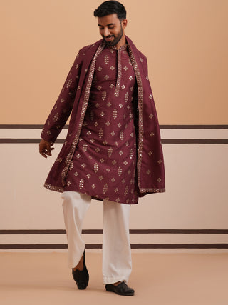Silk Blend Embroidered Kurta Pyjama Set