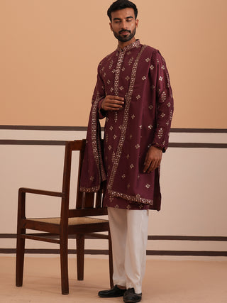 Silk Blend Embroidered Kurta Pyjama Set