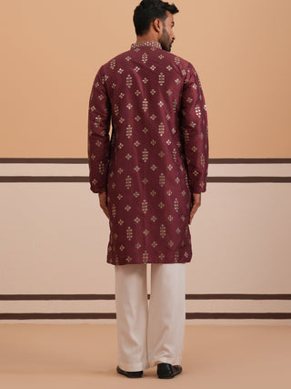 Silk Blend Embroidered Kurta Pyjama Set
