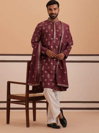 Silk Blend Embroidered Kurta Pyjama Set