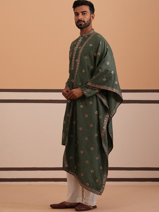 Silk Blend Embroidered Kurta Pyjama Set