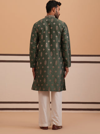 Silk Blend Embroidered Kurta Pyjama Set