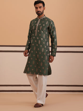 Silk Blend Embroidered Kurta Pyjama Set