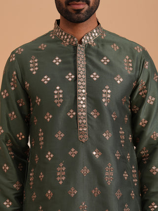 Silk Blend Embroidered Kurta Pyjama Set