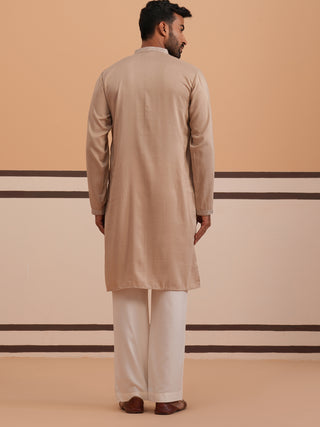 Silk Blend Kurta Set with Matching Embroidered Dupatta