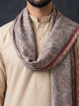 Silk Blend Solid Short Kurta Set with Paisley Printed Dupatta