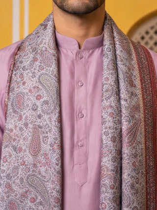 Silk Blend Solid Short Kurta Set with Paisley Printed Dupatta