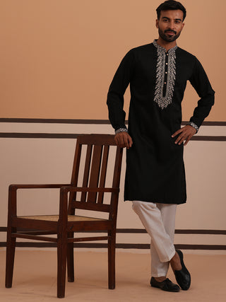 Silk Blend Kurta Set with Matching Embroidered Dupatta