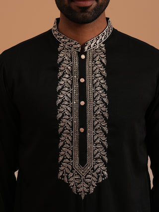 Silk Blend Kurta Set with Matching Embroidered Dupatta