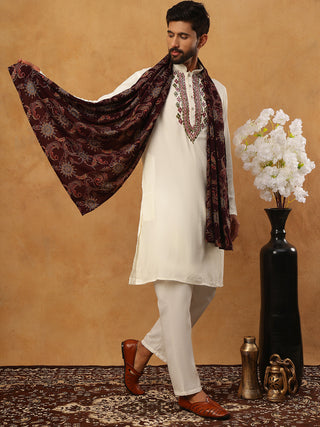 Traditional Silk Blend Kurta Pyjama & Dupatta Set