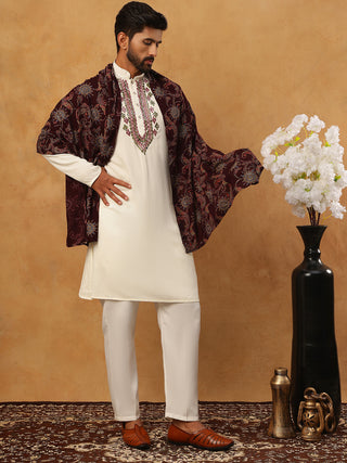 Traditional Silk Blend Kurta Pyjama & Dupatta Set