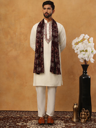 Traditional Silk Blend Kurta Pyjama & Dupatta Set
