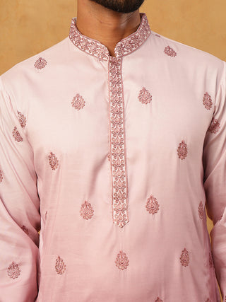 Embroidered Silk Blend Kurta Set with Dupatta