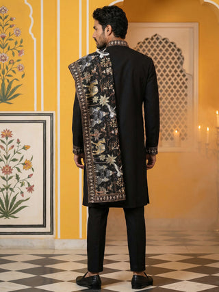 Embroidered Cotton Blend Kurta Pyjama & Dupatta Set