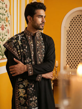Embroidered Cotton Blend Kurta Pyjama & Dupatta Set