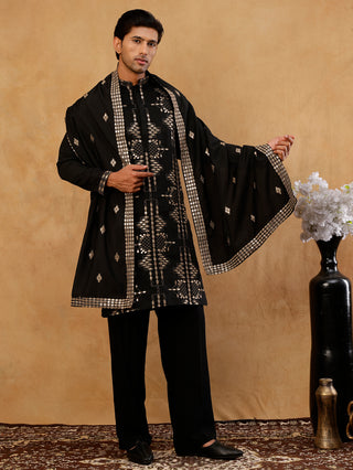 Cotton Blend Embroidered Kurta with Korean Pants & Dupatta Set