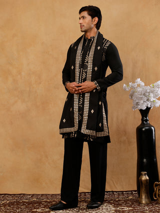 Cotton Blend Embroidered Kurta with Korean Pants & Dupatta Set