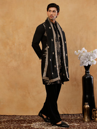 Cotton Blend Embroidered Kurta with Korean Pants & Dupatta Set