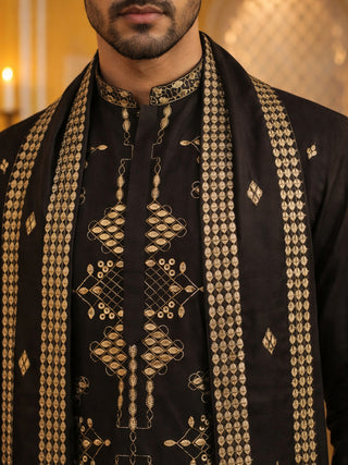 Men’s Embroidered Kurta Pyjama with Dupatta Set