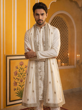 Men's Embroidered Kurta Pyjama with Dupatta Set