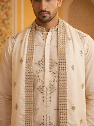 Men's Embroidered Kurta Pyjama with Dupatta Set