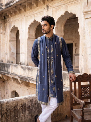 Men’s Embroidered Kurta Pyjama with Dupatta Set