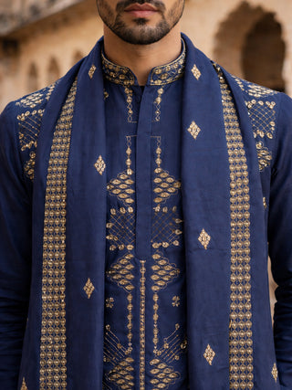 Men’s Embroidered Kurta Pyjama with Dupatta Set
