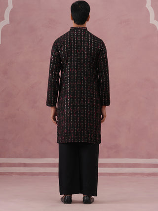 Silk Blend Embroidered Kurta Pyjama Set for Men