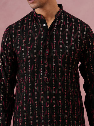 Silk Blend Embroidered Kurta Pyjama Set for Men