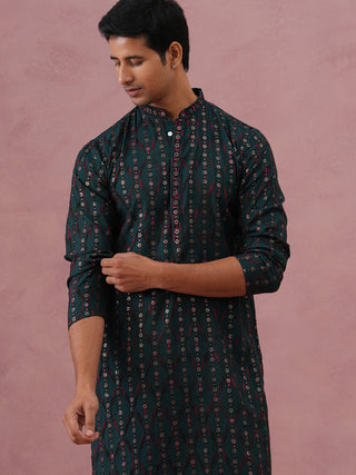 Silk Blend Embroidered Kurta Pyjama Set for Men