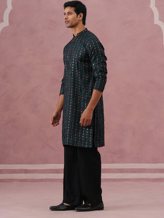 Silk Blend Embroidered Kurta Pyjama Set for Men