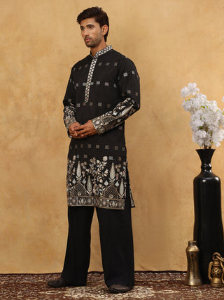 Men Silk Blend Embroidered Kurta Pyjama Set
