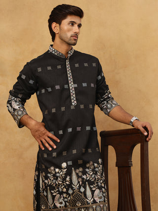 Men Silk Blend Embroidered Kurta Pyjama Set