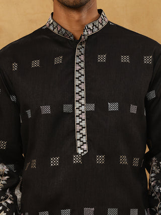 Men Silk Blend Embroidered Kurta Pyjama Set