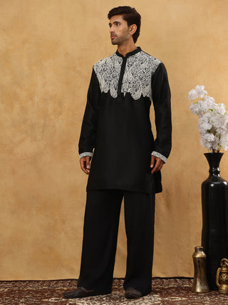 Silk Blend Embroidered Kurta Pyjama Set