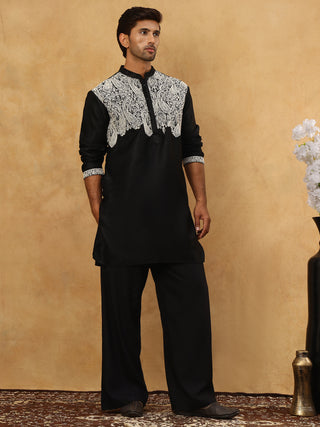 Silk Blend Embroidered Kurta Pyjama Set