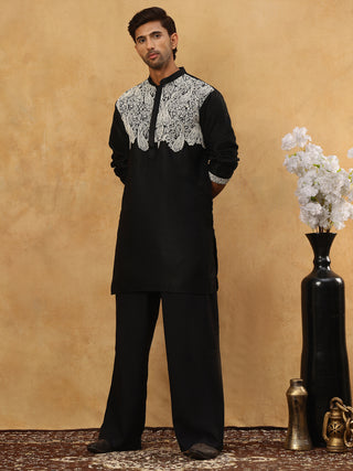 Silk Blend Embroidered Kurta Pyjama Set