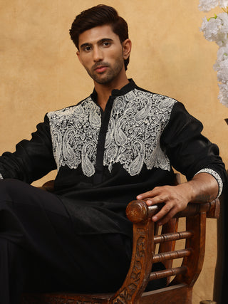 Silk Blend Embroidered Kurta Pyjama Set